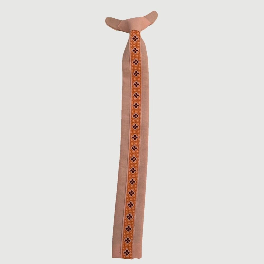 Diolen Vintage Swedish Men Tie Folk Costume Pink Orange 1960-1970 Handmade Wool
